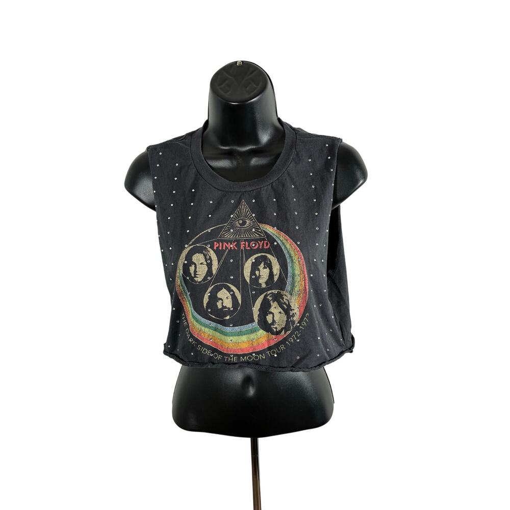 Pink Floyd Dark Side Moon Crop Tank XS Rhinestone Sleeveless Band Tee
